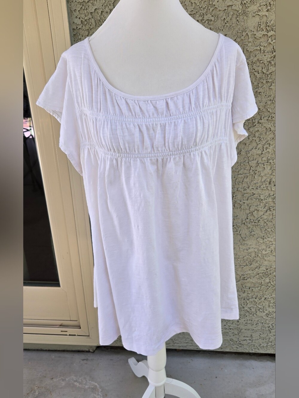Lane Bryant White Women’s Smocked Scoop Neck Top